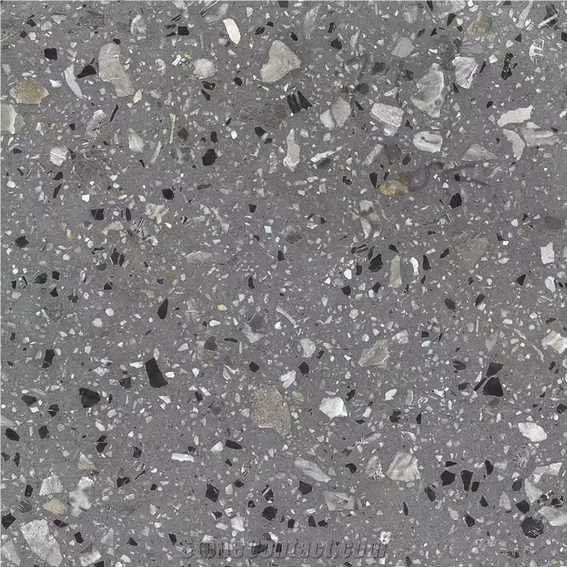 Terrazzo cement tiles slabs colorful black grey factory sell